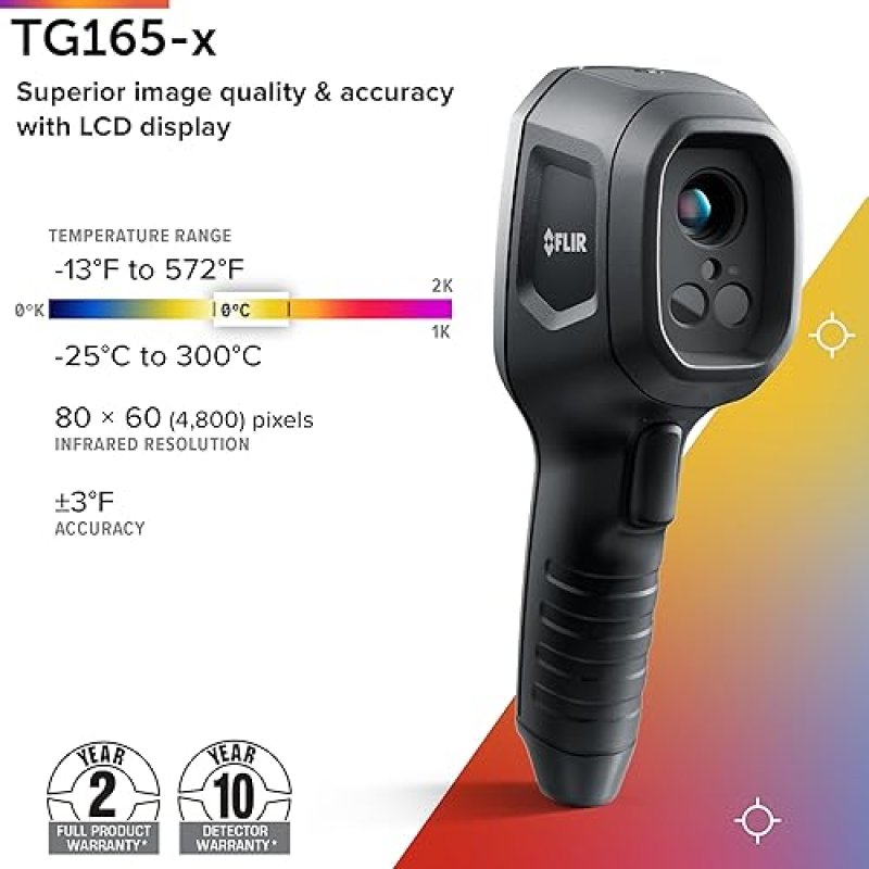 FLIR TG165-X THERMAL IMAGING CAMERA WITH BULLSEYE LASER FOR HVAC, ELECTRICAL BUILDING INSPECTION