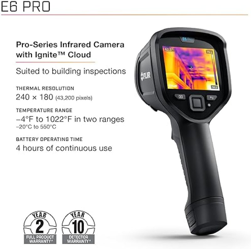 FLIR E6 PRO THERMAL IMAGING CAMERA WITH WIFI HIGH-RESOLUTION INFRARED FLIR IGNITE CLOUD