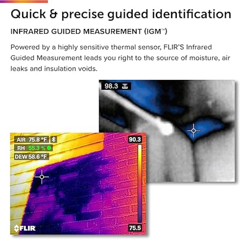 FLIR MR176 THERMAL IMAGING MOISTURE METER WITH IGM, REPLACEABLE HYGROMETER, PIN PINLESS