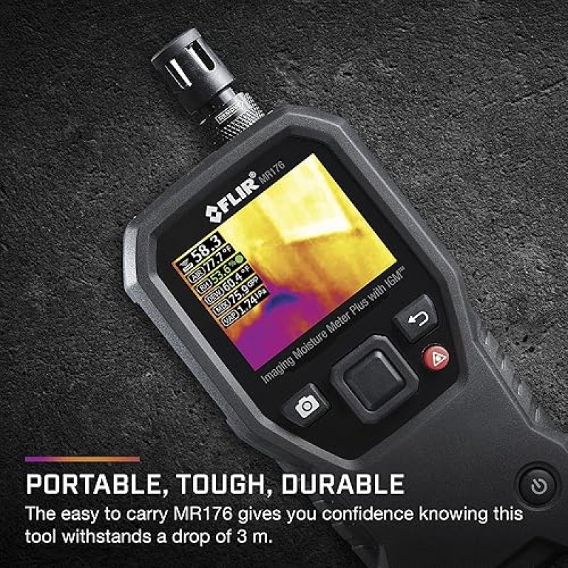 FLIR MR176 THERMAL IMAGING MOISTURE METER WITH IGM, REPLACEABLE HYGROMETER, PIN PINLESS