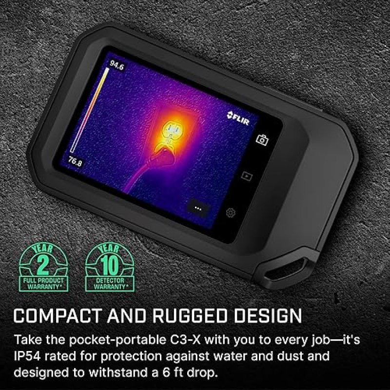 FLIR C3-X WIFI THERMAL IMAGING CAMERA HIGH-RES INFRARED FOR HVAC, ELECTRICAL BUILDING INSPECTIONS