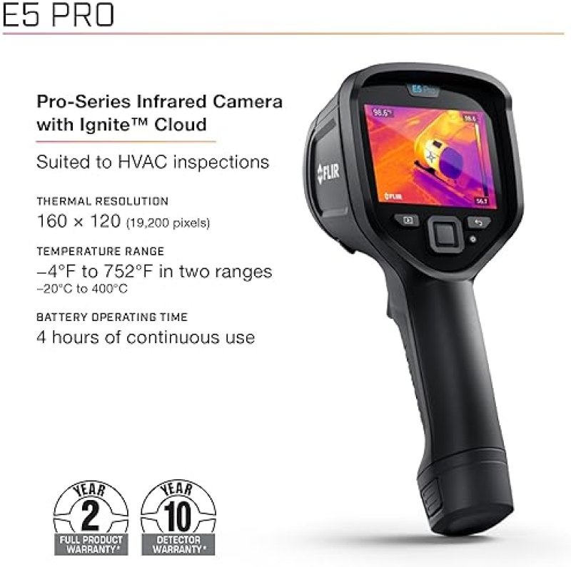 FLIR E5 PRO THERMAL IMAGING CAMERA WITH WIFI HIGH-RES INFRARED FLIR IGNITE CLOUD