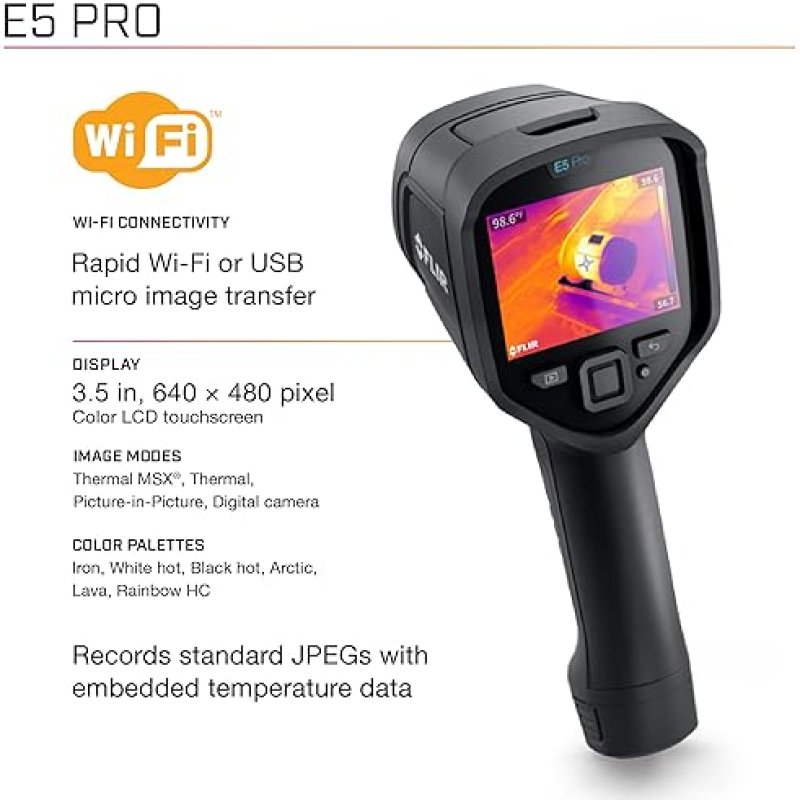 FLIR E5 PRO THERMAL IMAGING CAMERA WITH WIFI HIGH-RES INFRARED FLIR IGNITE CLOUD