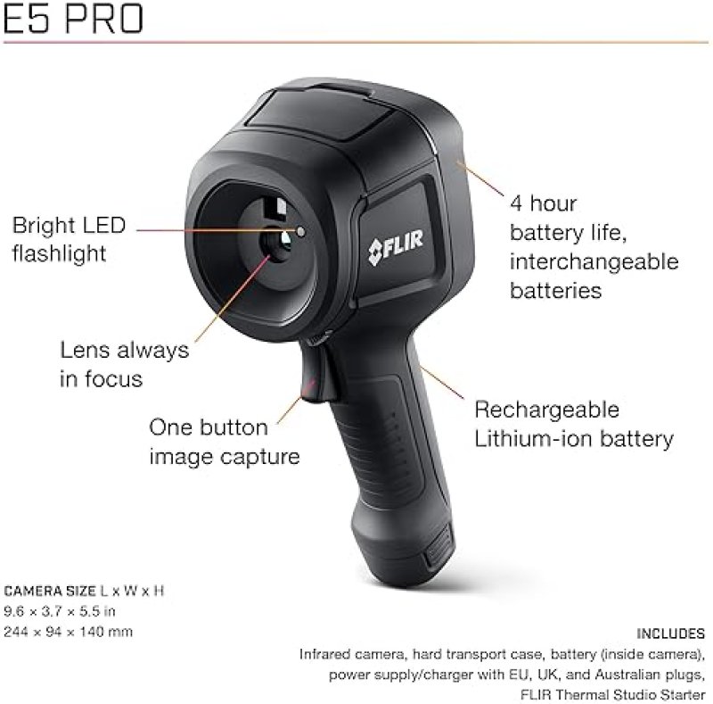 FLIR E5 PRO THERMAL IMAGING CAMERA WITH WIFI HIGH-RES INFRARED FLIR IGNITE CLOUD