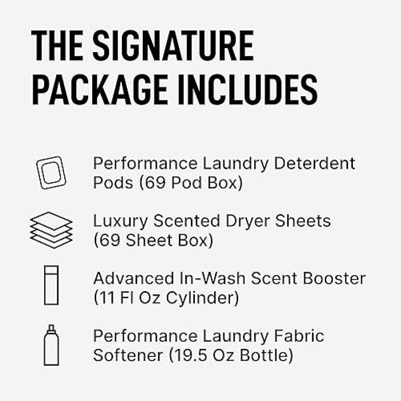 LAUNDRY SAUCE SIGNATURE BUNDLE PINE SCENTED DETERGENT PODS, SOFTENER, BOOSTER DRYER SHEETS