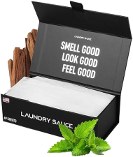 LAUNDRY SAUCE DRYER SHEETS AUSTRALIAN SANDALWOOD ESSENTIAL OILS, SOFTENS, ANTI-STATIC, 69 CT