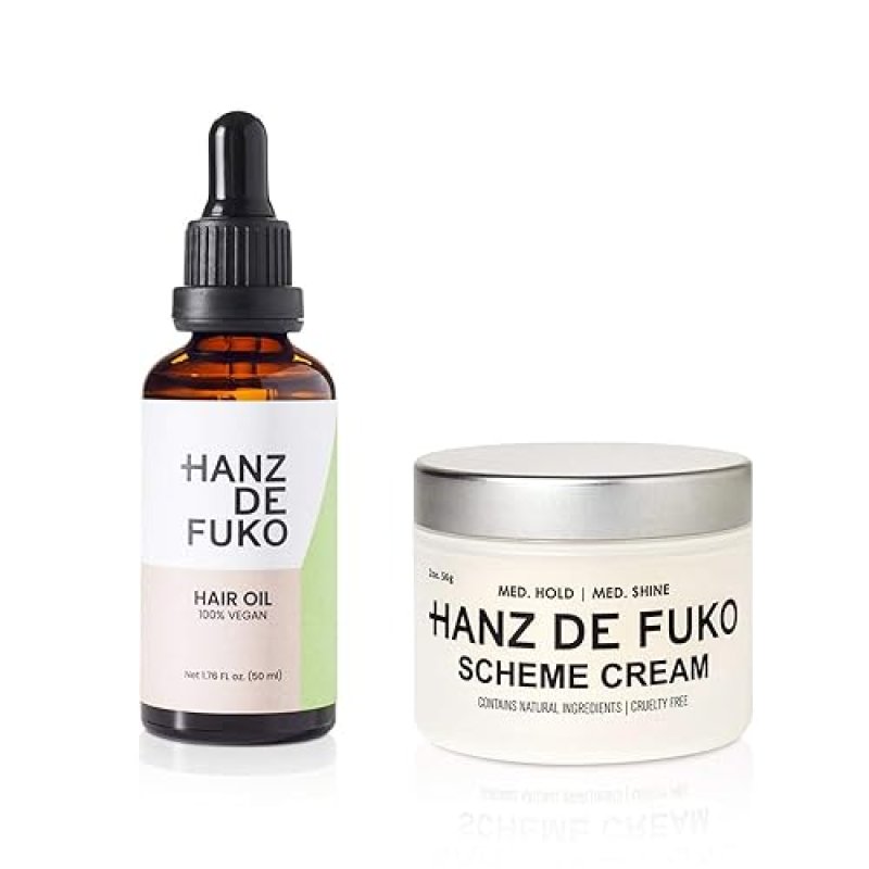HANZ DE FUKO VEGAN HAIR BEARD CARE BUNDLE MEN S HAIR OIL 1.76OZ STYLING CREAM 2OZ