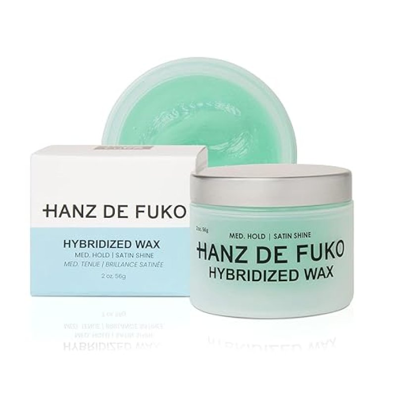 HANZ DE FUKO HYBRIDIZED WAX 2OZ MEDIUM HOLD, SATIN SHINE HAIR STYLING WAX FOR MEN, ALL HAIR TYPES