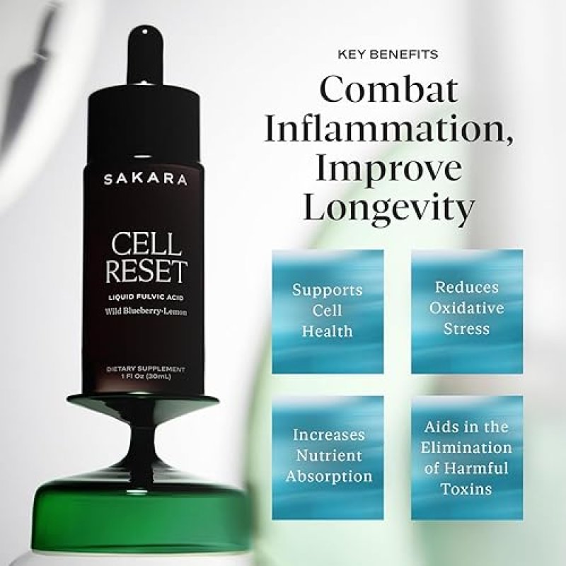 SAKARA CELL RESET FULVIC ACID COMPLEX WILD BLUEBERRY LEMON ANTIOXIDANT DROPS 30ML