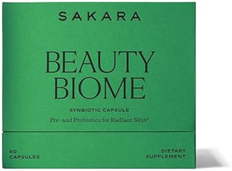 SAKARA BEAUTY BIOME SYNBIOTIC CAPSULES FOR SKIN GUT HEALTH WITH PROBIOTICS VITAMINS 60 COUNT