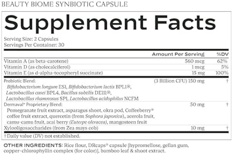 SAKARA BEAUTY BIOME SYNBIOTIC CAPSULES FOR SKIN GUT HEALTH WITH PROBIOTICS VITAMINS 60 COUNT