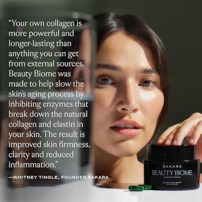 SAKARA BEAUTY BIOME SYNBIOTIC CAPSULES FOR SKIN GUT HEALTH WITH PROBIOTICS VITAMINS 60 COUNT