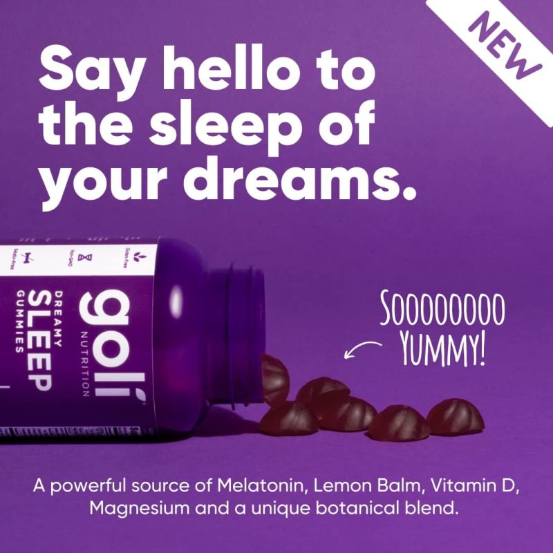 GOLI DREAMY SLEEP GUMMIES WITH LEMON BALM BOTANICALS NATURAL SLEEP SUPPORT, 60 COUNT