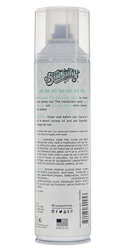 SUAVECITO DRY SHAMPOO SPRAY 6 OZ ABSORBS OIL, REMOVES ODOR, ADDS VOLUME TEXTURE, VEGAN