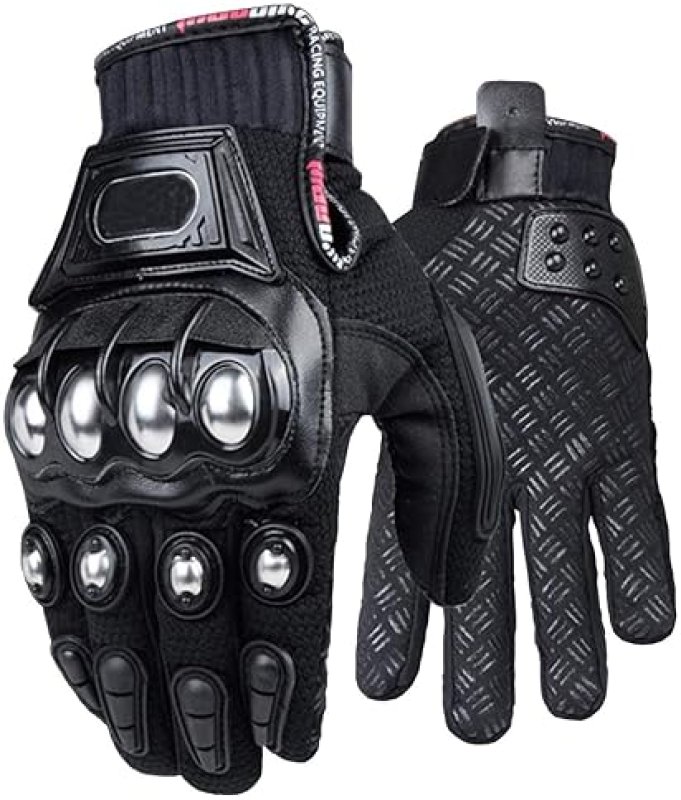 OUBAIYA STEEL OUTDOOR MOTORCYCLE SAFETY GLOVES - BLACK X-LARGE KNUCKLE PROTECTION FOR POWERSPORTS