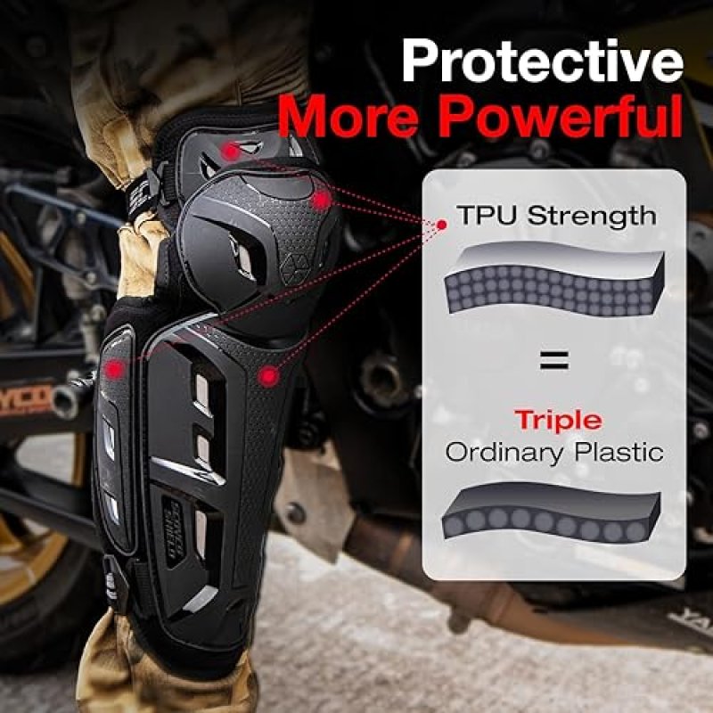 SCOYCO MENS MOTORCYCLE KNEE GUARDS CE LEVEL 1 MOTOCROSS PADS ADJUSTABLE ELASTIC BAND