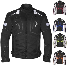 HWK SCORPION MOTORCYCLE JACKET BLACK LARGE UNISEX ARMOR, BREATHABLE CORDURA, REFLECTIVE GEAR