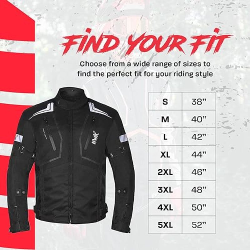 HWK SCORPION MOTORCYCLE JACKET BLACK LARGE UNISEX ARMOR, BREATHABLE CORDURA, REFLECTIVE GEAR