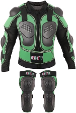 WEWAYSTEP KIDS MOTORCYCLE JACKET WITH MOTOCROSS SPINE CHEST PROTECTOR ARMOR, KNEE SHIN GUARDS GEAR