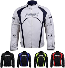 HWK MENS HI-VIS MOTORCYCLE JACKET CE ARMORED, WATER-RESISTANT TEXTILE RACING RIDING GEAR