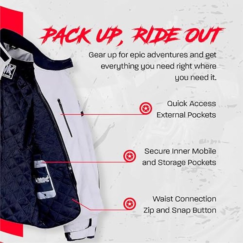 HWK MENS HI-VIS MOTORCYCLE JACKET CE ARMORED, WATER-RESISTANT TEXTILE RACING RIDING GEAR