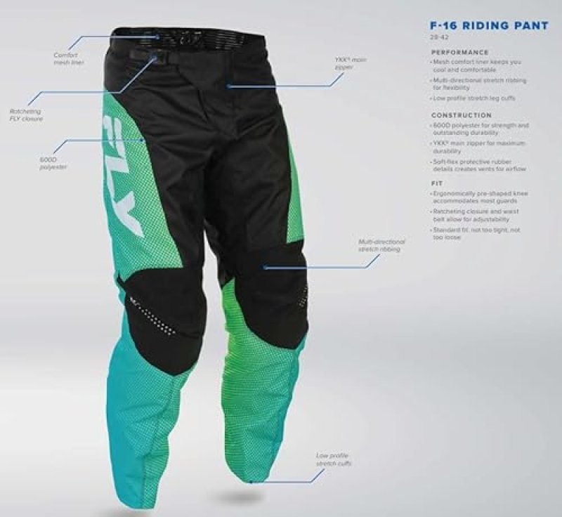 FLY RACING F-16 PROTECTIVE GEAR SET FOR DIRT BIKE, BMX MTB DURABLE, LIGHTWEIGHT GEAR