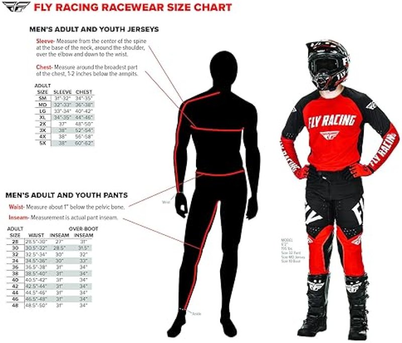 FLY RACING F-16 PROTECTIVE GEAR SET FOR DIRT BIKE, BMX MTB DURABLE, LIGHTWEIGHT GEAR