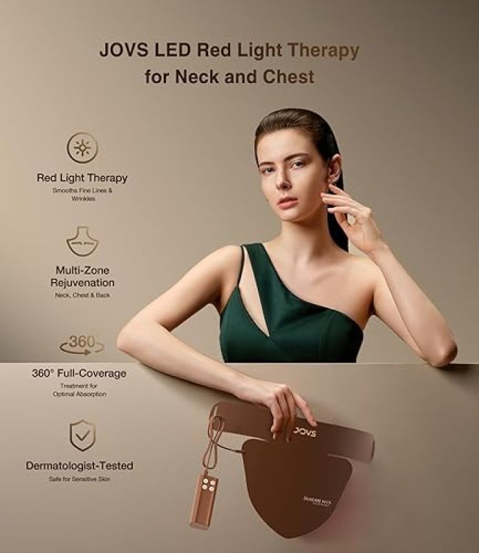 JOVS LED NECK CHEST MASK - 66 LEDS, 630NM RED LIGHT THERAPY FOR NECK DECOLLETE SKIN CARE