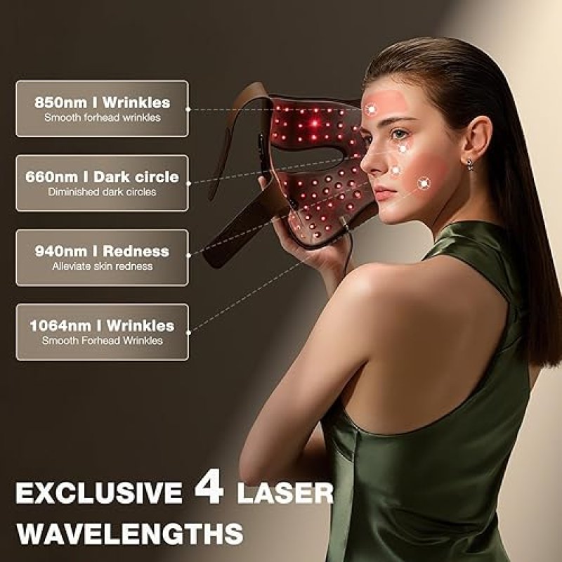 JOVS 4D LASER LED FACE MASK RED LIGHT THERAPY, 4 WAVELENGTHS, ANTI-AGING, FPT TECH