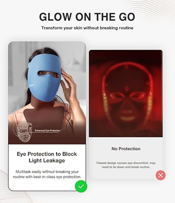 JOVS WIRELESS LED LIGHT THERAPY FACE MASK, 4 MODES PORTABLE SKIN CARE DEVICE, LIGHT BLUE