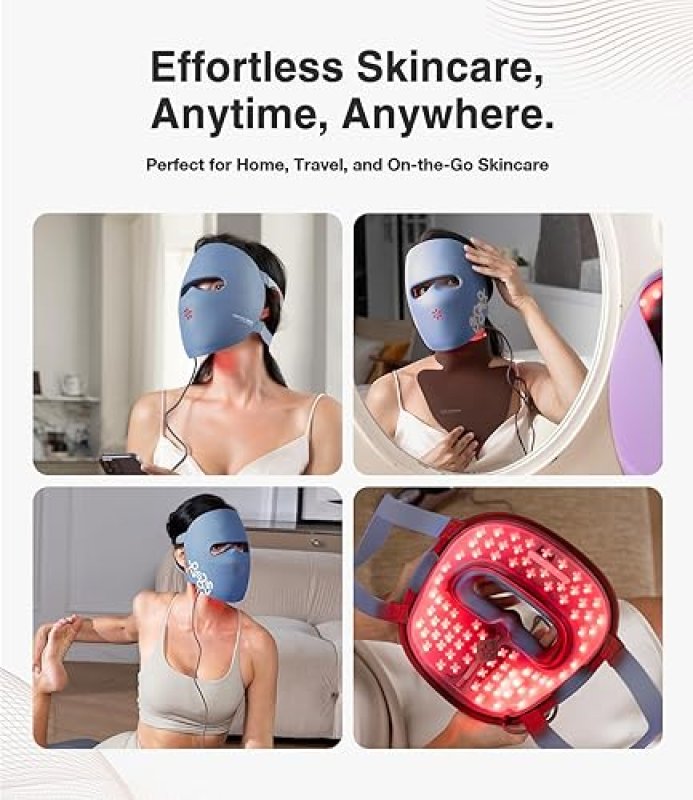 JOVS WIRELESS LED LIGHT THERAPY FACE MASK, 4 MODES PORTABLE SKIN CARE DEVICE, LIGHT BLUE