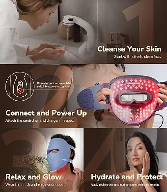 JOVS WIRELESS LED LIGHT THERAPY FACE MASK, 4 MODES PORTABLE SKIN CARE DEVICE, LIGHT BLUE
