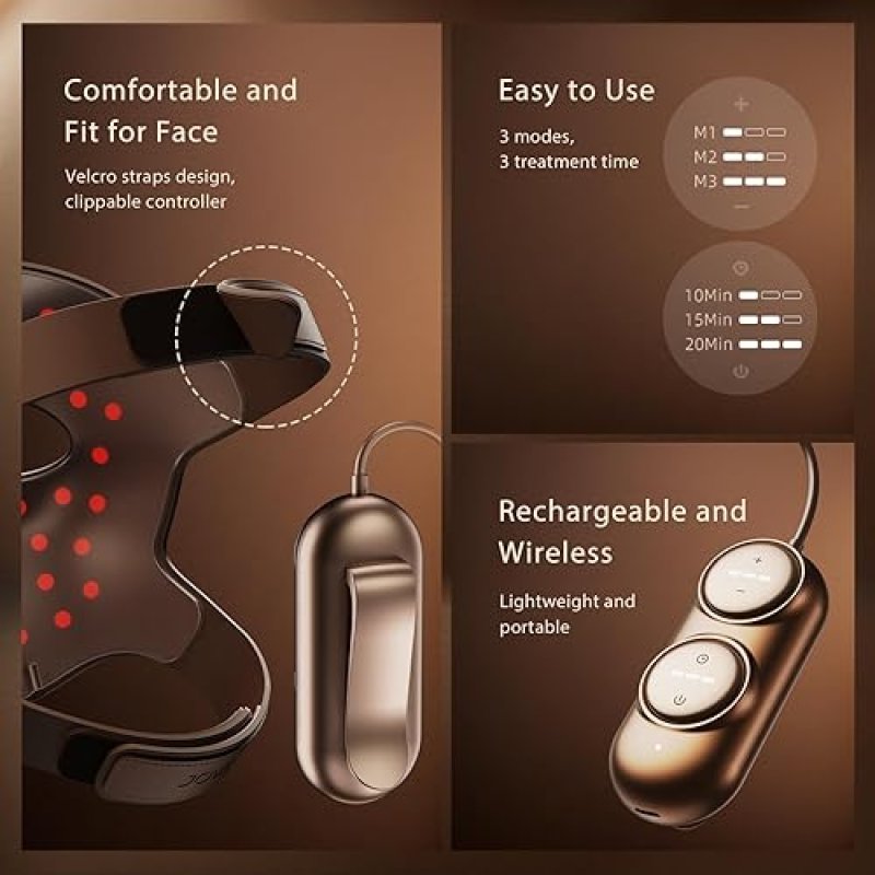 JOVS 4D LASER FACE MASK 850NM RED LIGHT THERAPY, RECHARGEABLE ANTI-AGING SKIN FIRMING