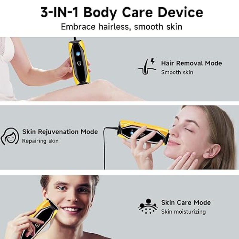 JOVS LASER HAIR REMOVAL DEVICE WITH SAPPHIRE COOLING, 3-IN-1 SKIN REJUVENATION 8 MODES