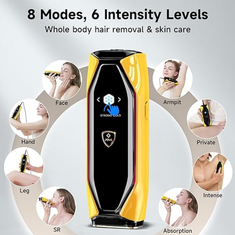 JOVS LASER HAIR REMOVAL DEVICE WITH SAPPHIRE COOLING, 3-IN-1 SKIN REJUVENATION 8 MODES