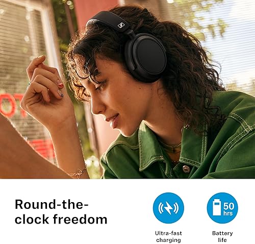SENNHEISER ACCENTUM PLUS WIRELESS BLUETOOTH HEADPHONES, 50H BATTERY, QUICK-CHARGE, ANC WHITE