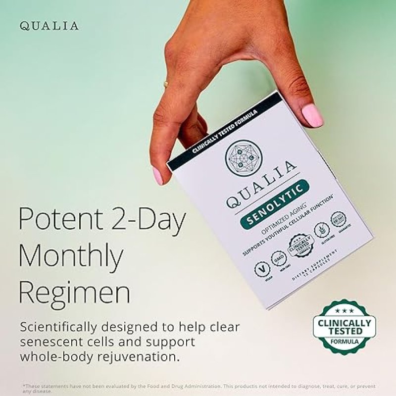 QUALIA SENOLYTIC SUPPLEMENT WITH FISETIN, QUERCETIN PIPERLONGUMIN ANTI-AGING CELL REPAIR, 1 MONTH