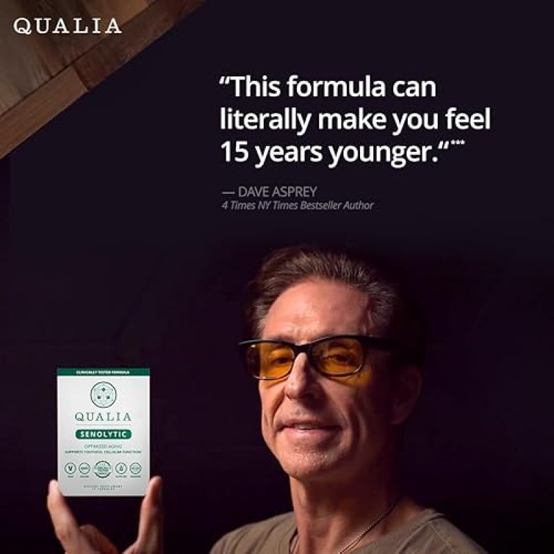 QUALIA SENOLYTIC SUPPLEMENT WITH FISETIN, QUERCETIN PIPERLONGUMIN ANTI-AGING CELL REPAIR, 1 MONTH
