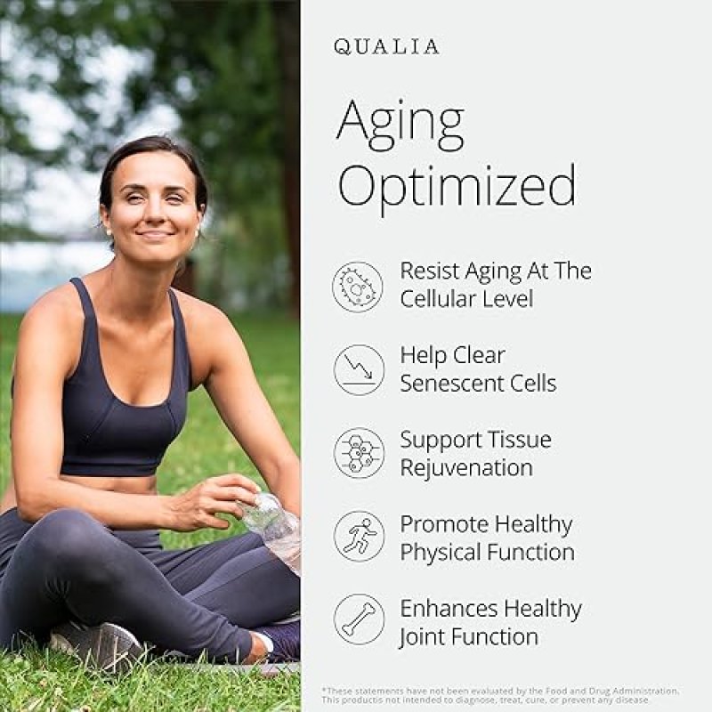 QUALIA SENOLYTIC SUPPLEMENT WITH FISETIN, QUERCETIN PIPERLONGUMIN ANTI-AGING CELL REPAIR, 1 MONTH