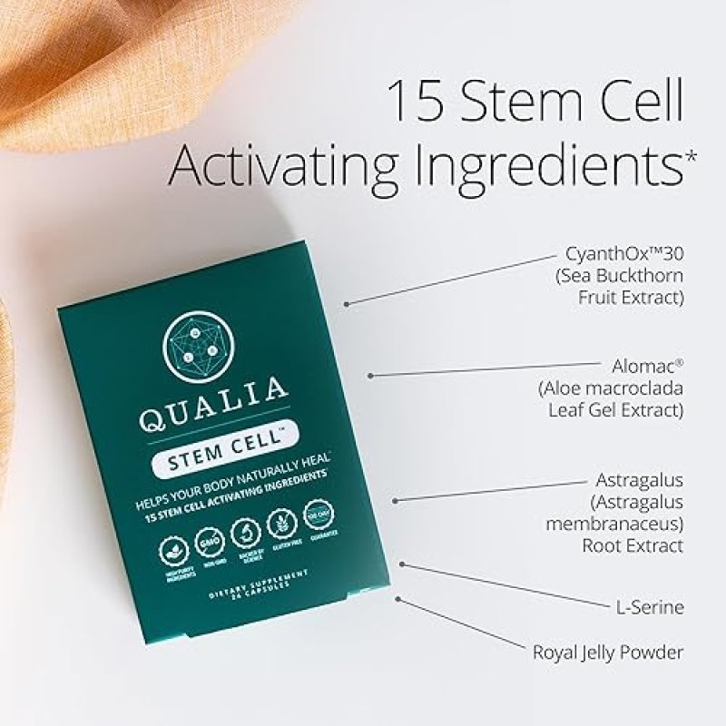 QUALIA STEM CELL SUPPLEMENT WITH ROYAL JELLY, ASTRAGALUS SEA BUCKTHORN 16 INGREDIENTS, 4 DAYS MONTH