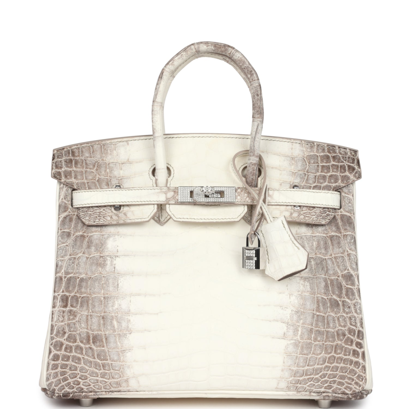 HERMèS BIRKIN 25 HIMALAYA NILOTICUS CROCODILE DIAMOND ENCRUSTED PALLADIUM HARDWARE