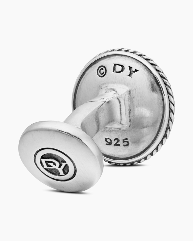 DAVID YURMAN MARITIME® COMPASS CUFFLINKS STERLING SILVER WITH CENTER BLACK DIAMOND, 16MM