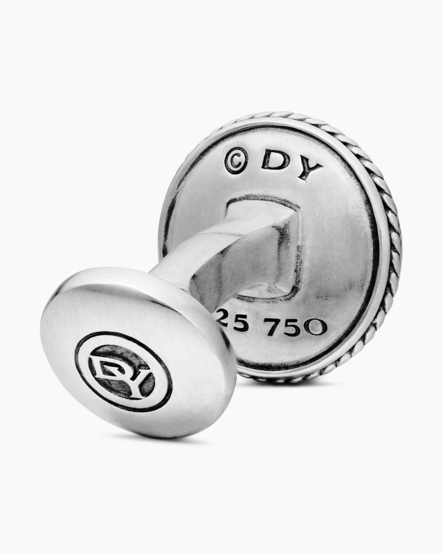 DAVID YURMAN MARITIME® COMPASS CUFFLINKS STERLING SILVER WITH 18K YELLOW GOLD AND CENTER DIAMOND, 16MM