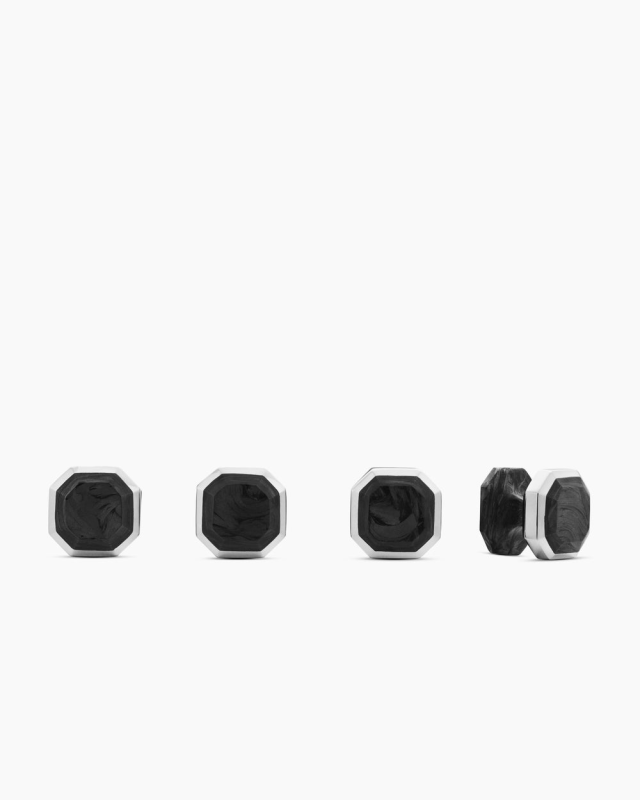 DAVID YURMAN STREAMLINE® TUXEDO STUDS STERLING SILVER WITH FORGED CARBON, 10.8MM