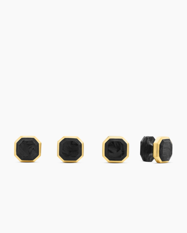 DAVID YURMAN STREAMLINE® TUXEDO STUDS 18K YELLOW GOLD WITH FORGED CARBON, 10.8MM