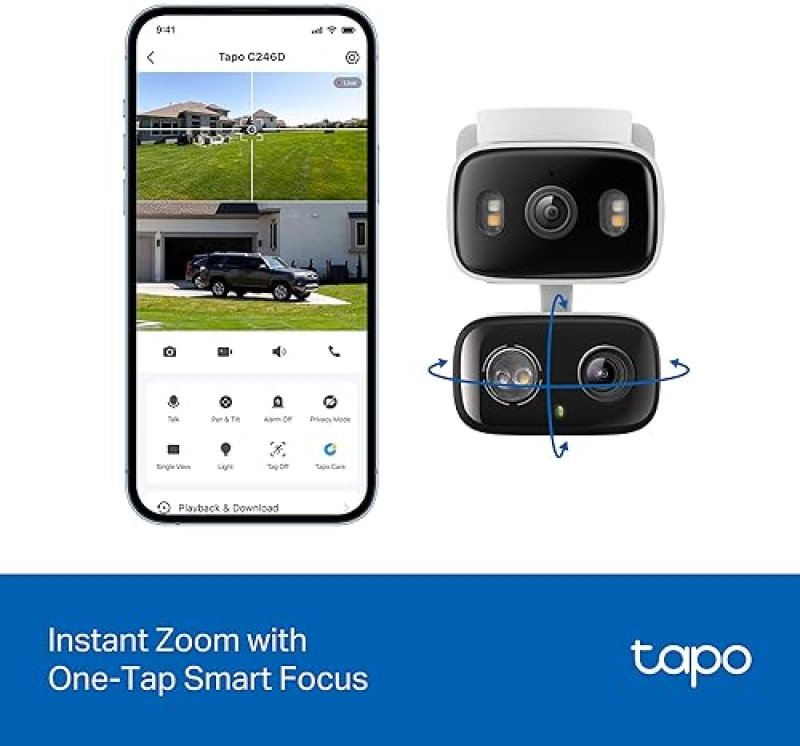 TAPO HYBRIDCAM DUO 2K 3MP DUAL LENS PAN TILT SECURITY CAMERA 125 WIDE 6MM ZOOM, ALEXA GOOGLE COMPATI