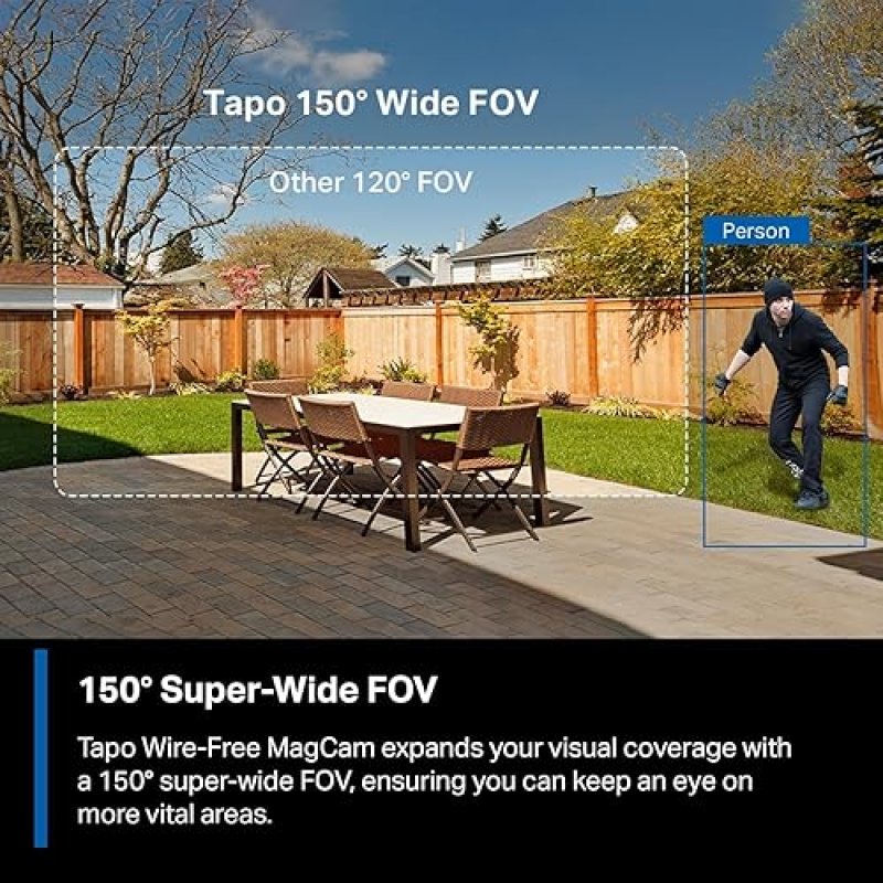 TAPO MAGCAM 2K WIRELESS OUTDOOR SECURITY CAMERA BATTERY, MAGNETIC MOUNT, 150 FOV, AI DETECTION