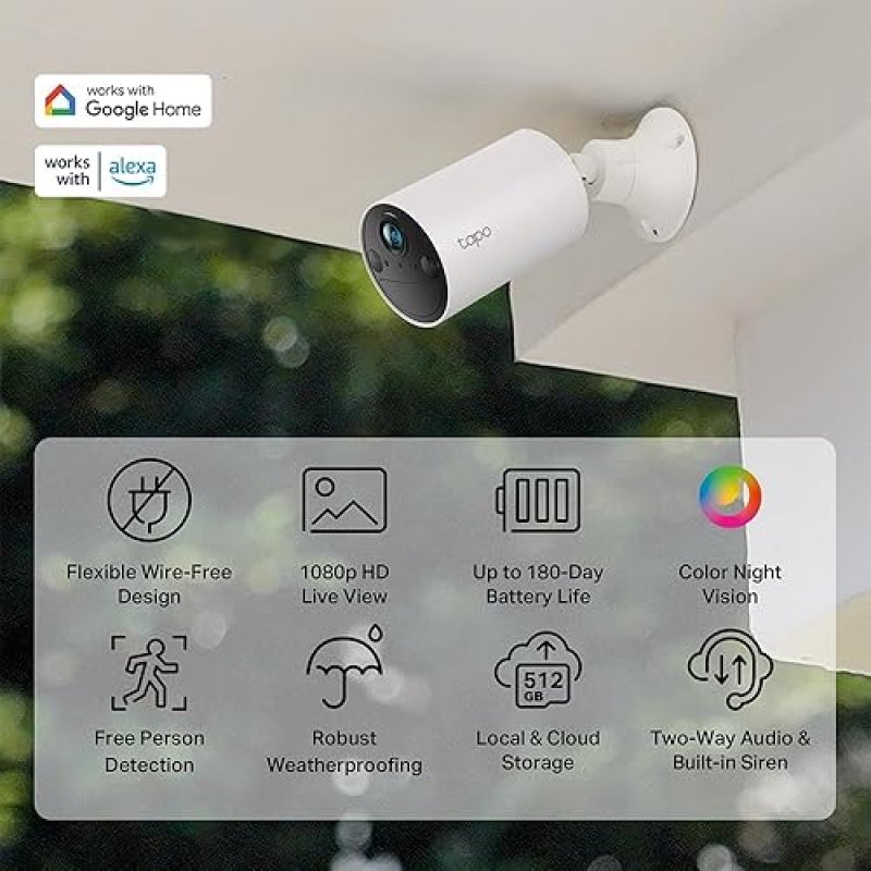 TAPO C402 WIRELESS OUTDOOR SECURITY CAMERA 1080P, 180-DAY BATTERY, ALEXA COMPATIBLE