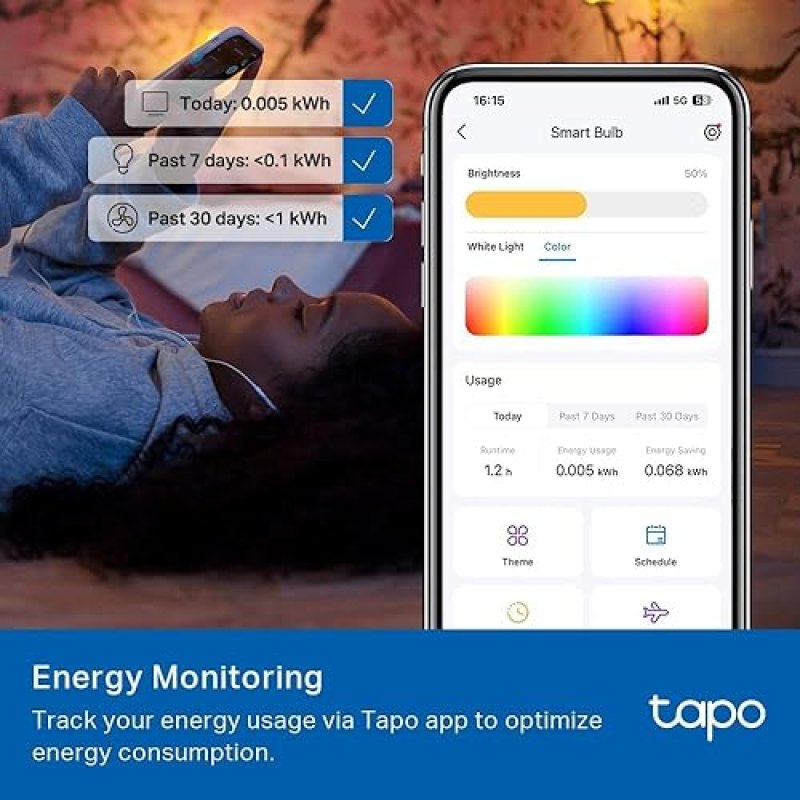 TAPO L535E SMART LED BULB, 1100 LUMENS, 16M COLORS, DIMMABLE, VOICE CONTROL, MATTER