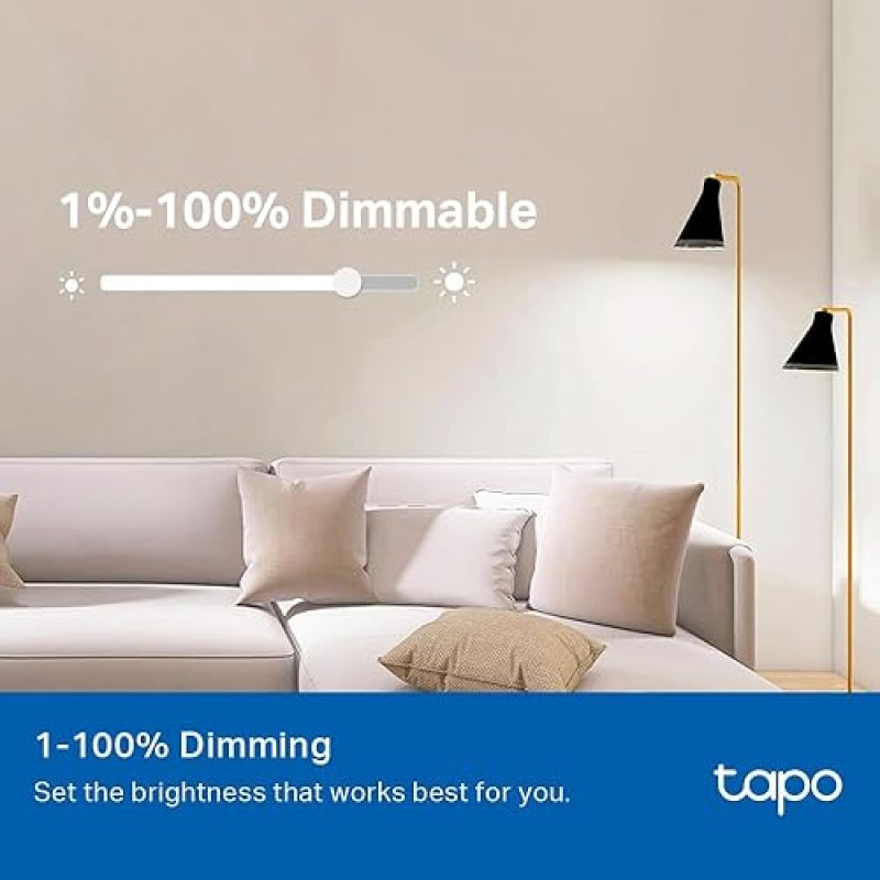 TAPO TP-LINK SMART LED BULBS A60 E27, DIMMABLE DAYLIGHT, ALEXA GOOGLE, 4-PACK, NO HUB